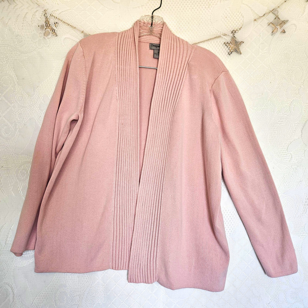 Designers Originals Medium Pink 100% Cotton Open Front Knit Cardigan Coquette